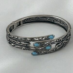 Carolyn Pollack Sleeping Beauty Turquoise Bypass Style Cuff Bracelet - New